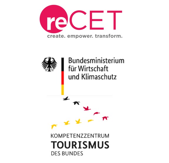 Logo von reCET, dem Bundesministerium für Wirtschaft und Klimaschutz und dem Kompetenzzentrum Tourismus